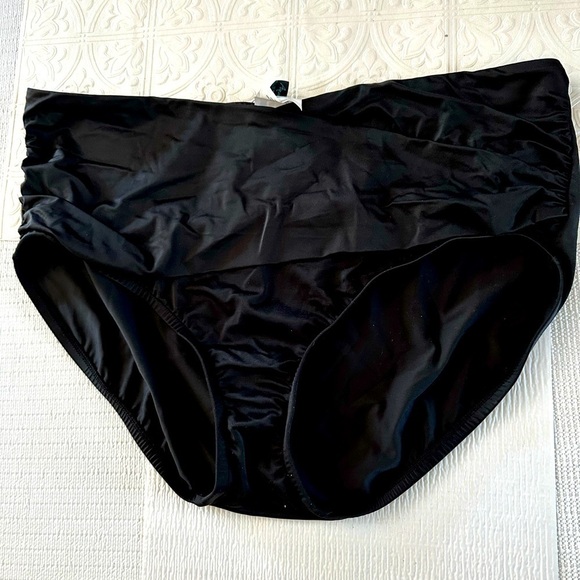 Aqua Green Swimsuit Bikini Bottom Ruched Sides Black XL - Picture 1 of 11